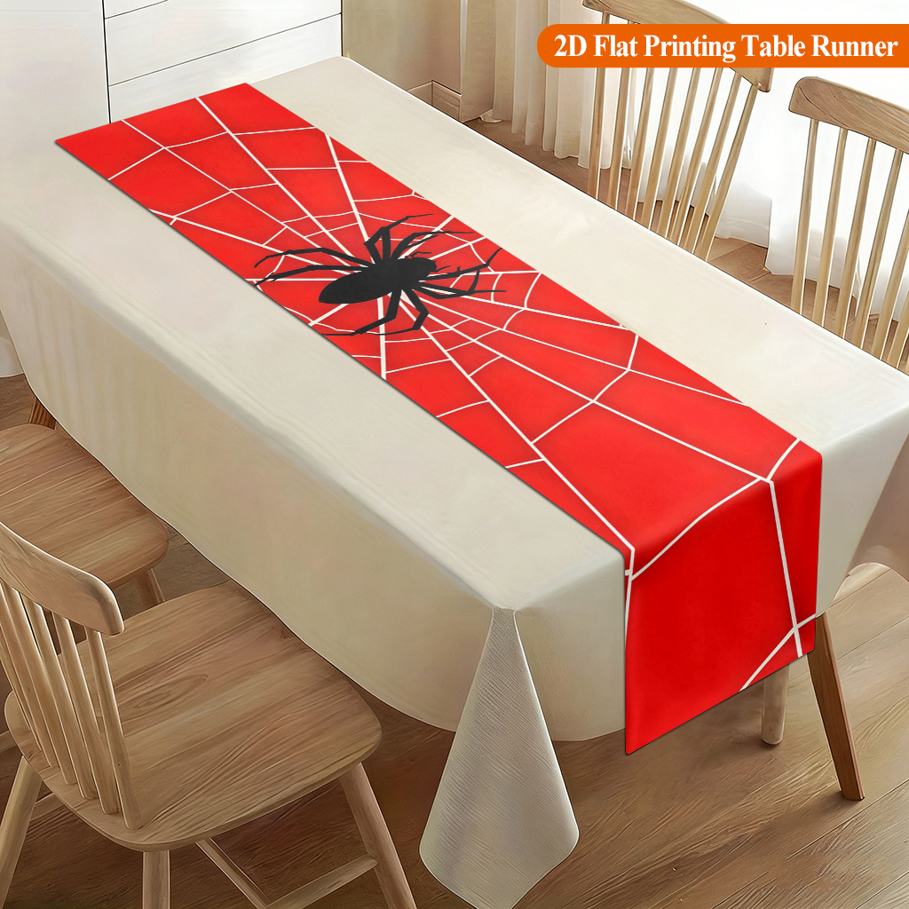 Christmas Table Runner - 1 Stück Spinnennetz mit Rotem Spinnen-Tischläufer,
