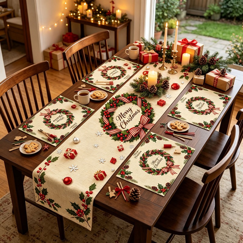 5 Stück Weihnachtskranz-Bedruc – Christmas Table Runner Bewertung und Preis