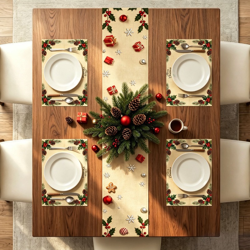 5 Stück Weihnachtskranz-Bedruc – Christmas Table Runner Bewertung und Preis